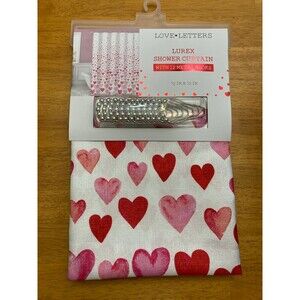 Adorable Heart Shower Curtain with Hooks  Pink and Red Hearts Coquette Girl